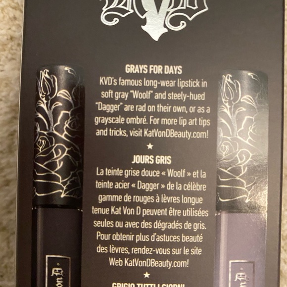 🛍Kat Von D Smoke & Mirrors grayscale mini lip duo Woolf & Dagger - Picture 5 of 6